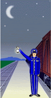 Gif animé chef de gare lanterne
